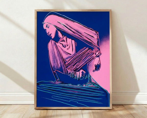 Pop art portrait of Martha Graham in vibrant watercolor style, featuring bold splashes of color and expressive brushstrokes celebrating the legendary dancer.