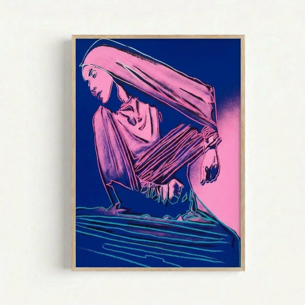 Framed poster art print displaying a dynamic Martha Graham portrait with vivid hues and fluid watercolor technique in contemporary pop art style.