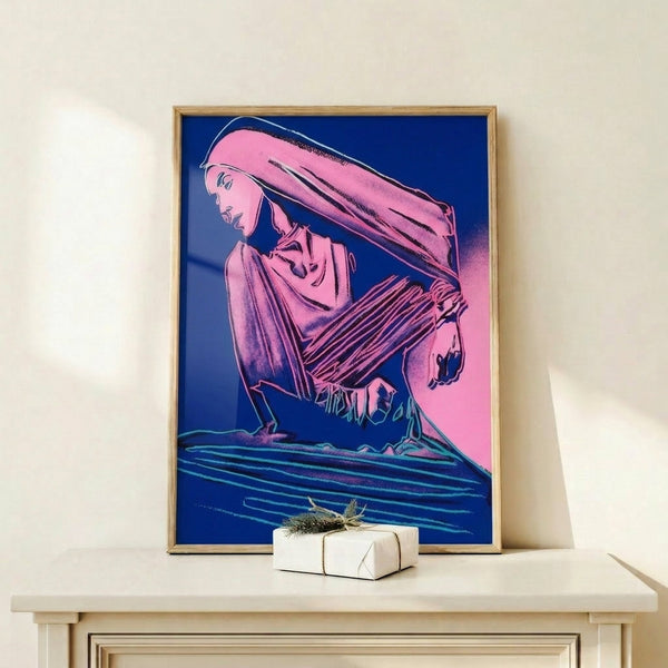 Colorful pop art interpretation of Martha Graham as a framed wall print, combining bold pigments with gestural watercolor aesthetics.