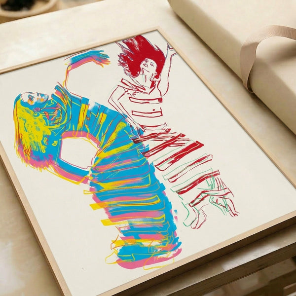 Faceless yet expressive portrait print of Martha Graham rendered in vibrant, layered color fields with modern pop sensibility.