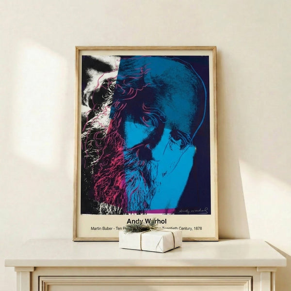 Iconic pop art portrait with silkscreen aesthetic in black, white, and vivid accent color creating a contemporary wall art statement.