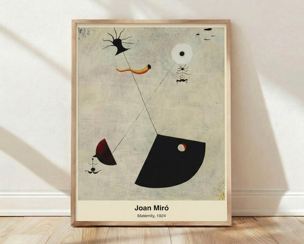 Abstract surreal framed art print featuring organic biomorphic forms in grey, cream, and black tones, evoking dreamlike symbolic imagery reminiscent of 1924 modernist surrealism.