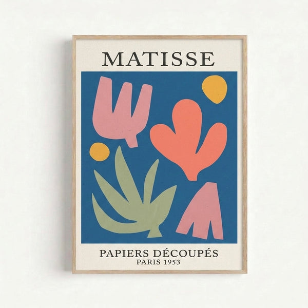 Minimalist wall art with playful geometric and botanical forms in warm terracotta and cool sage tones, reflecting 1950s Bauhaus design principles.