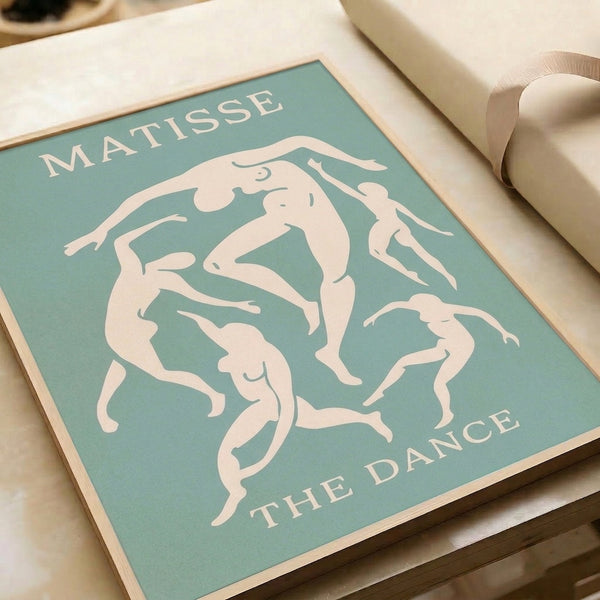Modern art print with abstracted figures in seafoam and cream capturing the energetic, flowing essence of dance.