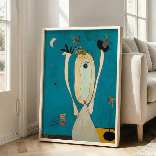 Modern surreal artwork featuring biomorphic abstract elements in black and terracotta against a cream background, evoking metamorphic imagery.