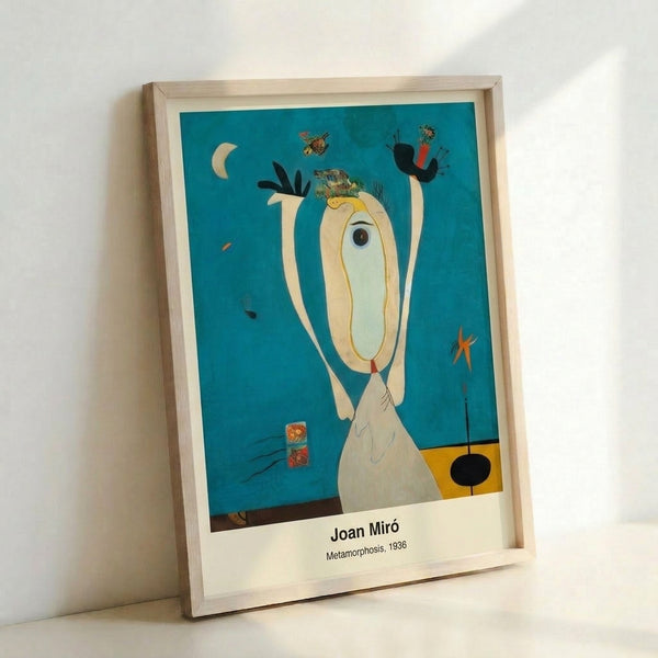 Energetic surrealist composition of interlocking biomorphic shapes rendered in primary colors and black, mounted in a frame.