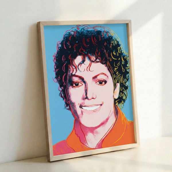 Michael Jackson series artwork in cool pale blue hues, contemporary pop art style poster print with bold graphic design.