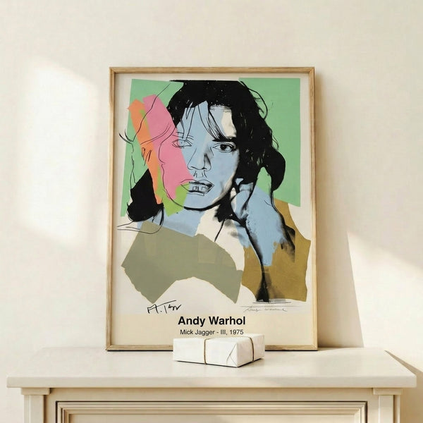 Modern pop art wall art showcasing a bold, stylized face with dramatic color blocking in cyan, magenta, yellow, and black for maximum visual impact.