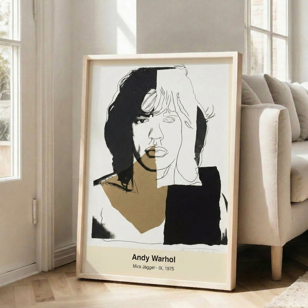 Rock and roll-inspired pop art portrait in vivid cyan, magenta, and yellow with bold graphic treatment and expressive abstraction on a wall-mounted print.