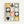 Bauhaus-inspired floral wall art with organized grid layout of tulips, daisies, and leaves in muted tones and charcoal black lines.