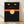 Minimalist black cat face with golden yellow eyes and coral red mouth on white background, framed poster art.