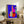 Framed geometric art print blending Bauhaus design with Y2K aesthetics, showcasing stylized piano and saxophone forms in electric blue and magenta tones.