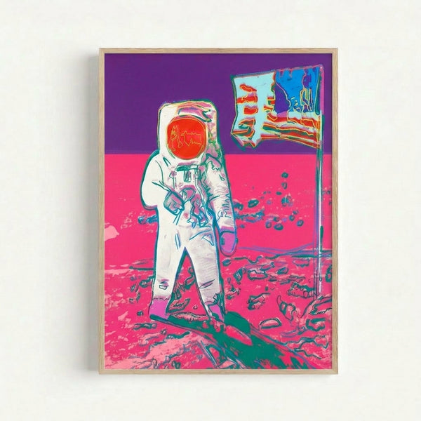 Framed pop art print with striking color blocking and graphic design elements in a modern minimalist style, displayed as wall décor.