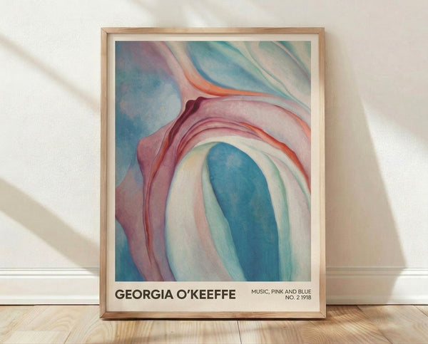 Abstract flower petals in soft pink, blue, and coral tones create a sensual, dreamlike composition inspired by modernist abstraction.