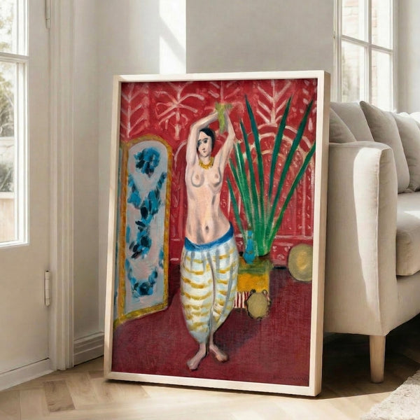 Odalisque With A Screen poster featuring a contemplative figure amid ornate decorative objects, executed in Matisse's distinctive approach to color and abstracted forms.