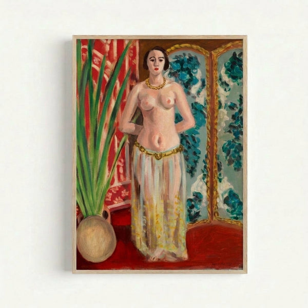 Framed modern art print depicting a reclining female form in simplified shapes and soft palette, characteristic of early 20th-century figurative abstraction.