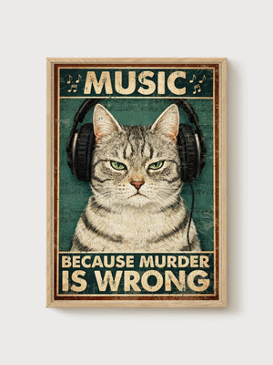 Funny Cat Poster poster in oak frame