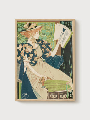Art Nouveau Poster poster in oak frame