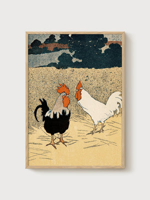 Edward Bawden Folk Art Print poster in oak frame