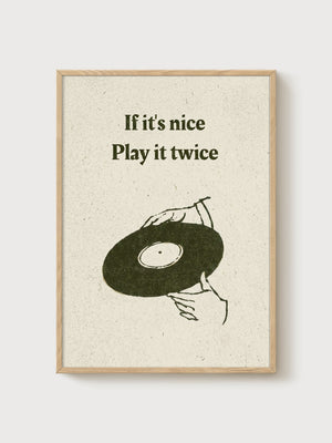 Vintage Record Player Poster poster in oak frame