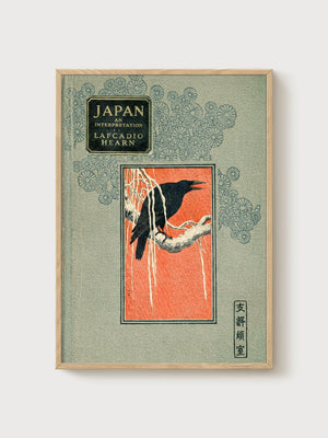 Japanese Crow Print poster in oak frame