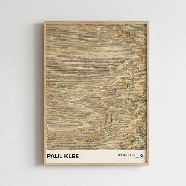 Framed modernist print featuring layered abstract forms in warm earth tones with introspective, pattern-based design characteristic of early 20th-century avant-garde art.