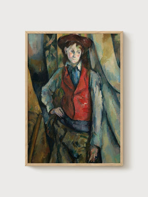 Paul Cezanne Boy in a Red Waistcoat Portrait Painting poster in oak frame