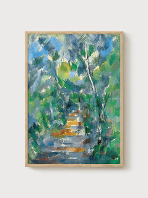 Paul Cezanne Forest Scene Print poster in oak frame