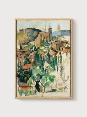 Paul Cezanne Gardanne Cubist Wall Art poster in oak frame