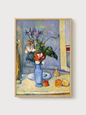 The Blue Vase Fruit Poster poster in oak frame