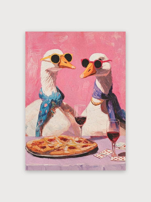Geese Pizza Wine Art - Digital Download