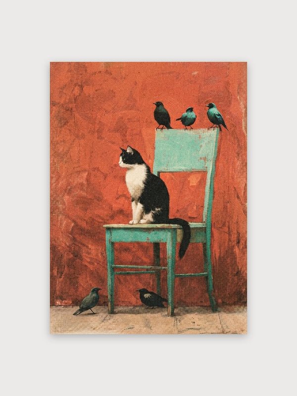 Tuxedo Cat & Birds - Digital Download