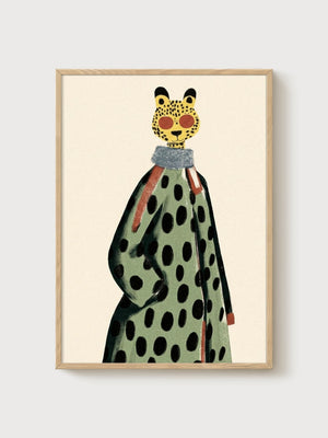 Leopard Fashion Print poster in oak frame