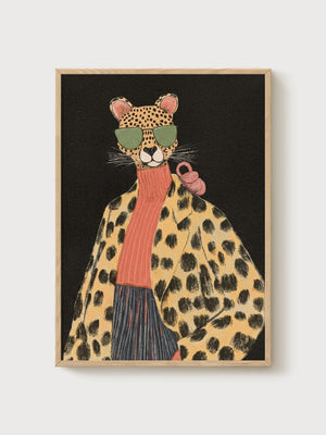 Fashion Leopard Print poster in oak frame