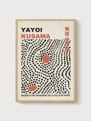 Yayoi Kusama Print poster in oak frame