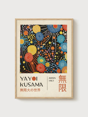 Yayoi Kusama Print poster in oak frame