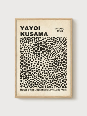 Yayoi Kusama Print poster in oak frame