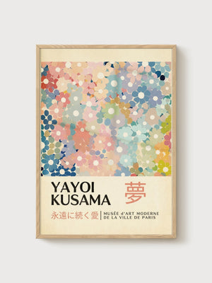 Yayoi Kusama Print poster in oak frame