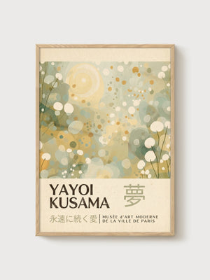 Yayoi Kusama Print poster in oak frame