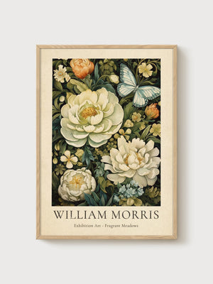 William Morris Print poster in oak frame