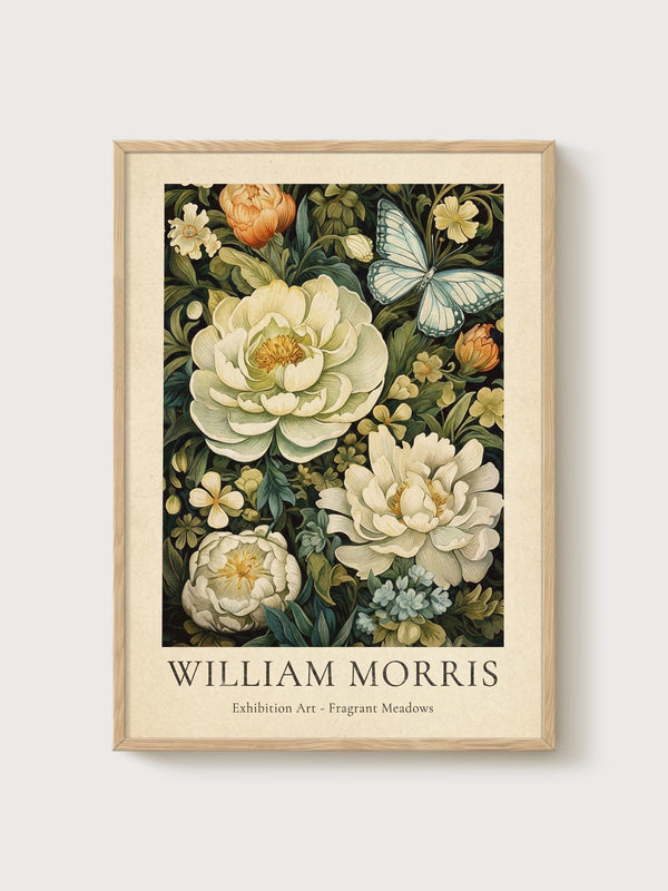 William Morris Print poster in oak frame