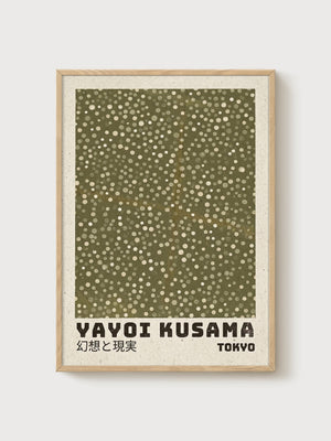Yayoi Kusama Print poster in oak frame