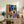Abstract pop art framed poster depicting a jazz musician with trumpet, rendered in vibrant orange and navy with retro modern aesthetic.