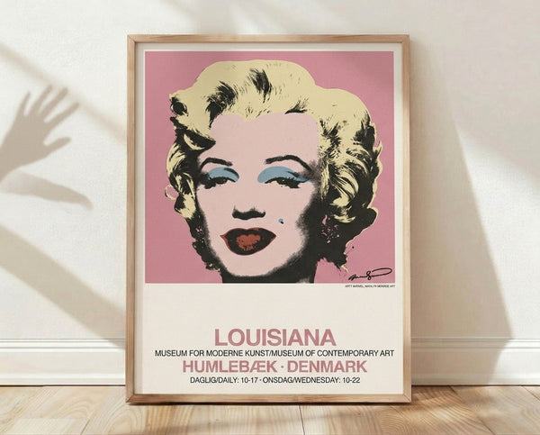Pop art portrait of a woman's face in bold pink, cream, and black tones, rendered in the iconic minimalist style of 1960s artistic movements.