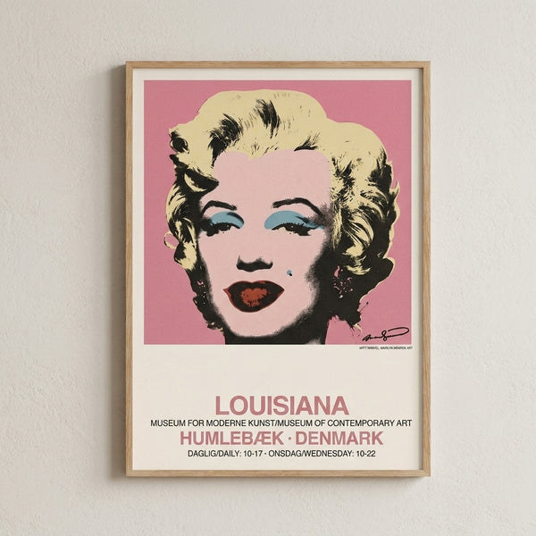 Glamorous pop art print featuring a stylized female portrait with vibrant color blocking in pink, blue, and red against a cream background.