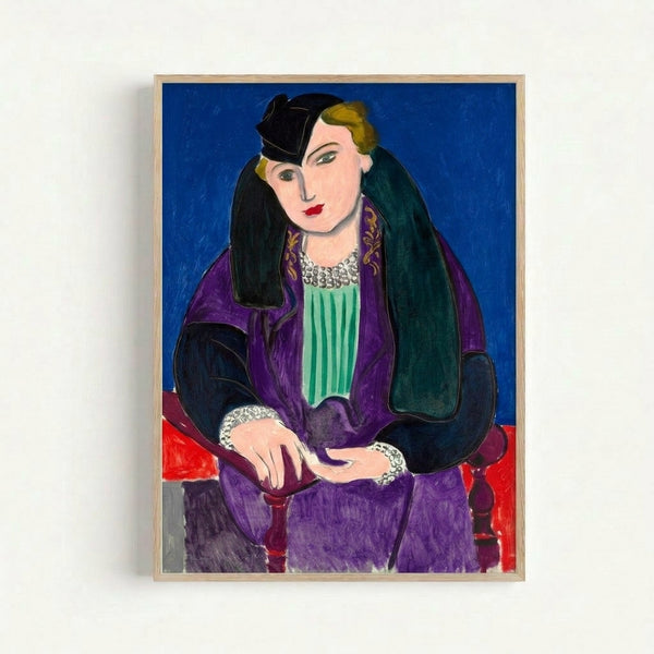 Abstract faceless portrait featuring bold blue tones and simplified forms, contemporary wall art inspired by early 20th century modernism.