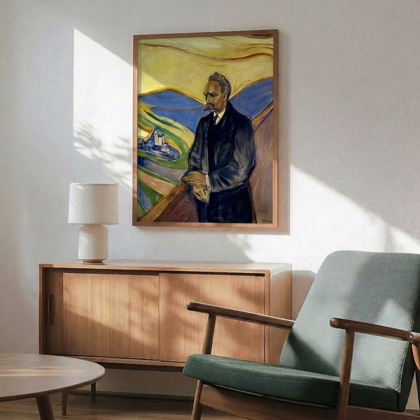 Psychological portrait artwork in expressionist style with dramatic chiaroscuro effects, showing contemplative depth through dark atmospheric coloring.