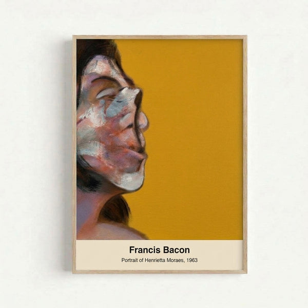 Framed modern art print of a faceless woman rendered in muted earth tones and grey, with gestural brushwork conveying emotional turbulence and existential anguish.