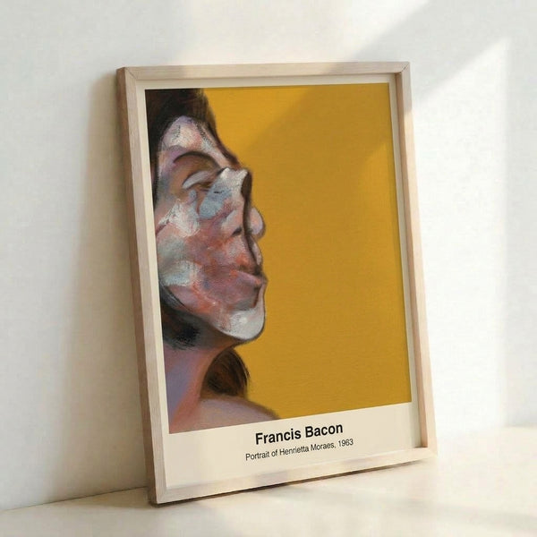 Dark abstract portrait of a fragmented female form in ochre, sienna, and black, displaying raw psychological intensity characteristic of mid-century modernist figuration.