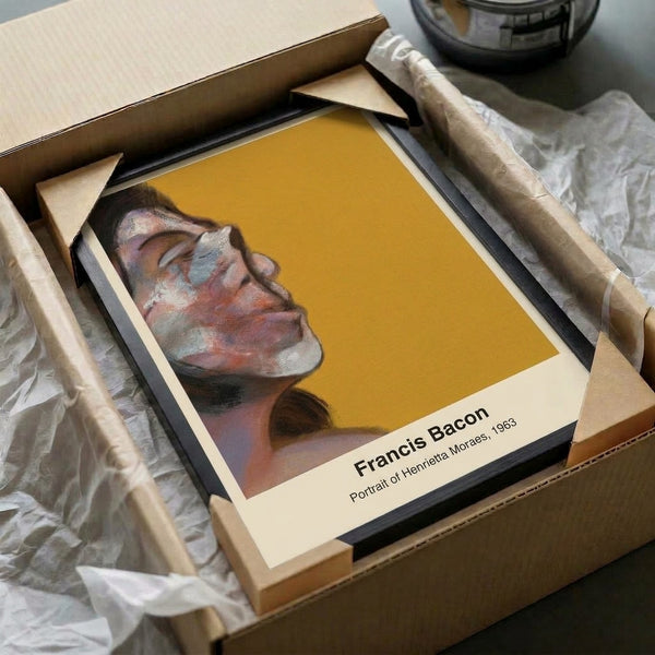 Framed abstract portrait showing a distorted female form in dark flesh tones and burnt earth pigments, evoking emotional turbulence through expressionist technique.